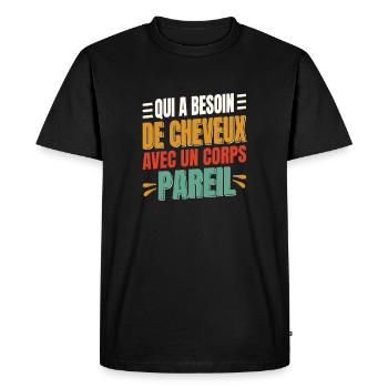 Funny quote about beards and hair - Men's Premium Organic T-Shirt - black - Front - Nico (187cm)