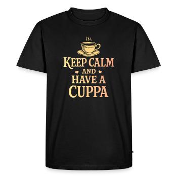 Restez calme et prenez une tasse de thé  - T-shirt Premium bio Homme - noir - Devant - Nico (187cm)