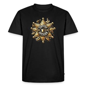 Coffee Officer Badge Design - Men's Premium Organic T-Shirt - black - Front - Nico (187cm)