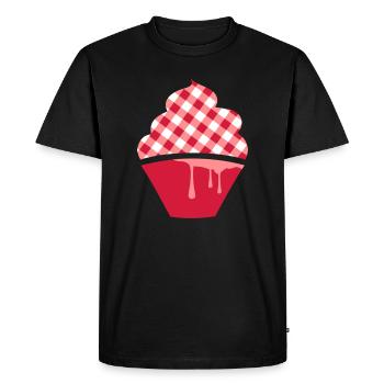 Cupcake stylisé avec garniture à carreaux - T-shirt Premium bio Homme - noir - Devant - Nico (187cm)