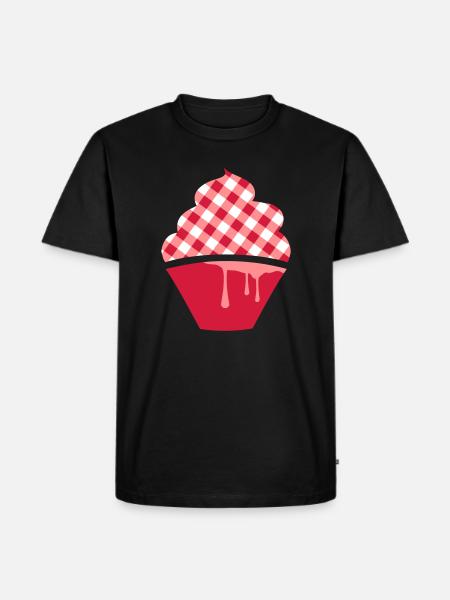Stylized cupcake with check topping - Men's Premium Organic T-Shirt - black