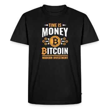 Bitcoin Le temps est un motif d’argent - T-shirt Premium bio Homme - noir - Devant - Nico (187cm)