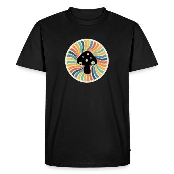 Champignon psychédélique rétro, T-shirt design vintage - T-shirt Premium bio Homme - noir - Devant - Nico (187cm)
