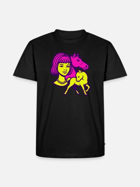 Pferdemädchen Pop-Art - Männer Premium Bio T-Shirt - Schwarz