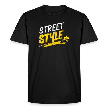 Conception typographique vibrante de style urbain - T-shirt Premium bio Homme - noir - Devant - Nico (187cm)