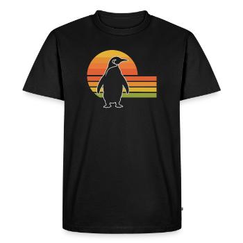 Silhouette de pingouin au coucher du soleil - T-shirt Premium bio Homme - noir - Devant - Nico (187cm)