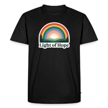 Motif de lever de soleil arc-en-ciel plein d'espoir - T-shirt Premium bio Homme - noir - Devant - Nico (187cm)