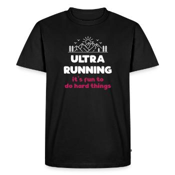 Ultra Running : C'est amusant de faire des choses difficiles - T-shirt Premium bio Homme - noir - Devant - Nico (187cm)