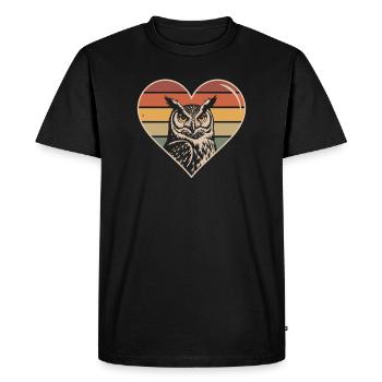 Retro Owl Heart Design - Men's Premium Organic T-Shirt - black - Front - Nico (187cm)