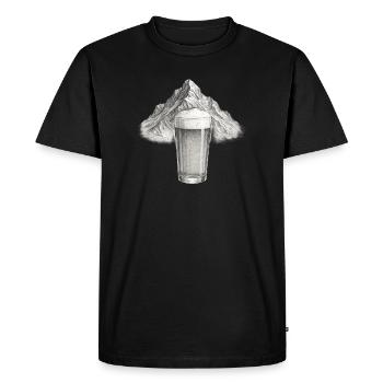 Mountain view with beer glass - Men's Premium Organic T-Shirt - black - Front - Nico (187cm)