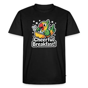 Perroquet dynamique avec un petit-déjeuner joyeux - T-shirt Premium bio Homme - noir - Devant - Nico (187cm)