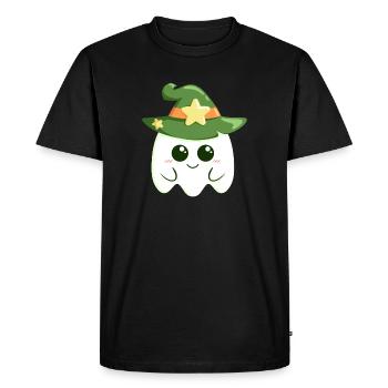 Fantôme mignon pour Halloween déguisé en sorcière - T-shirt Premium bio Homme - noir - Devant - Nico (187cm)