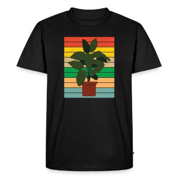 Plante d’intérieur en pot plat retro - T-shirt Premium bio Homme - noir - Devant - Nico (187cm)