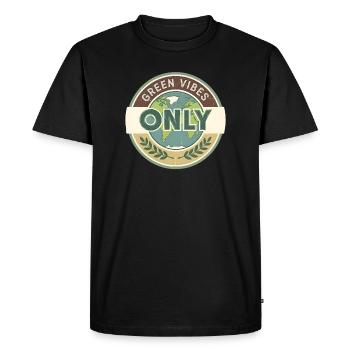 Vintage Globe Green Vibes Only - Men's Premium Organic T-Shirt - black - Front - Nico (187cm)