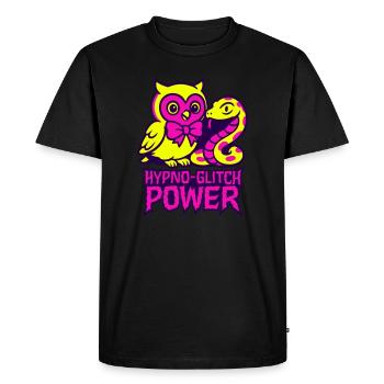 Hypno Glitch Owl and Snake - Men's Premium Organic T-Shirt - black - Front - Nico (187cm)
