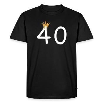 Conception d'anniversaire avec couronne et numéro 40 - T-shirt Premium bio Homme - noir - Devant - Nico (187cm)