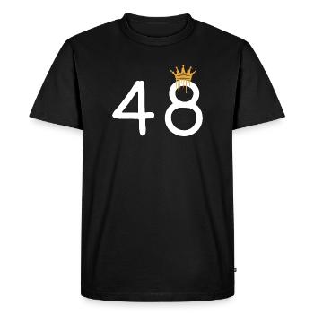 Royal number 48 with crown design - Men's Premium Organic T-Shirt - black - Front - Nico (187cm)