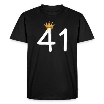 Graffiti royal numéro 41 - T-shirt Premium bio Homme - noir - Devant - Nico (187cm)