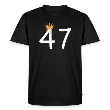 Couronne dorée sur le motif du numéro 47 - T-shirt Premium bio Homme - noir - Devant - Nico (187cm)
