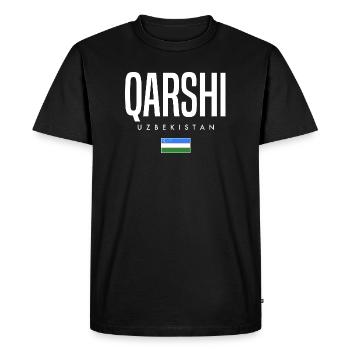Qarshi Ouzbékistan - T-shirt Premium bio Homme - noir - Devant - Nico (187cm)