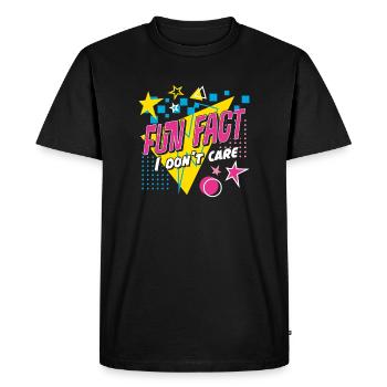 Fun Fact I Don’t Care 80s Retro Ironic - Men's Premium Organic T-Shirt - black - Front - Nico (187cm)