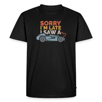 Désolé, je suis en retard – Car Dictons Design - T-shirt Premium bio Homme - noir - Devant - Nico (187cm)