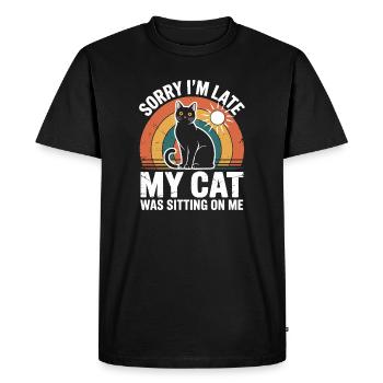 Sorry I'm Late. My Cat was Sitting on Me - Men's Premium Organic T-Shirt - black - Front - Nico (187cm)