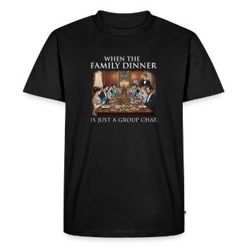 Citation sarcastique et drôle sur un dîner de famille - T-shirt Premium bio Homme - noir - Devant - Nico (187cm)