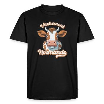 Vachement Normande Regional Pride Farmer - Men's Premium Organic T-Shirt - black - Front - Nico (187cm)