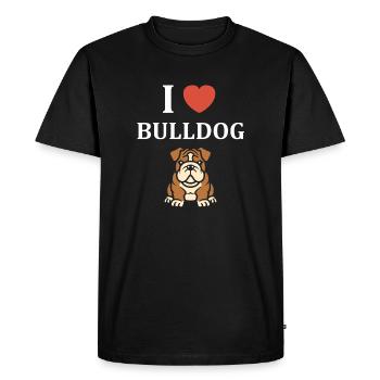 Portrait de Bulldog Expressif - T-shirt Premium bio Homme - noir - Devant - Nico (187cm)