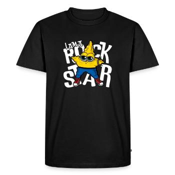 Drôle Rock star Cartoon Star - Amateur de musique cool - T-shirt Premium bio Homme - noir - Devant - Nico (187cm)
