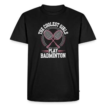 Conception de fille de badminton - T-shirt Premium bio Homme - noir - Devant - Nico (187cm)