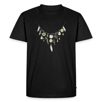 Collier délicat fruits et plumes - T-shirt Premium bio Homme - noir - Devant - Nico (187cm)