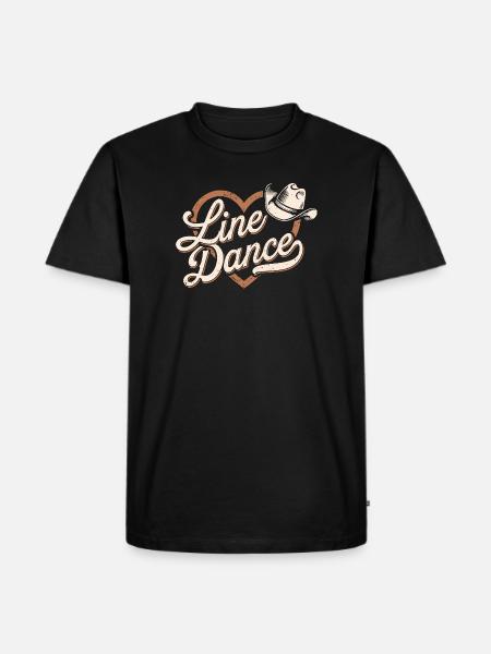 Linedance Herz mit Cowboyhut Design - Männer Premium Bio T-Shirt - Schwarz