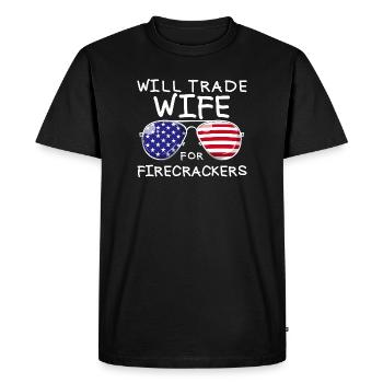 Troquez la femme pour les feux d’artifice masculins le 4 juillet - T-shirt Premium bio Homme - noir - Devant - Nico (187cm)
