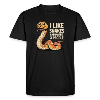 I Like Snakes – Funny Snake Motif - Men's Premium Organic T-Shirt - black - Front - Nico (187cm)