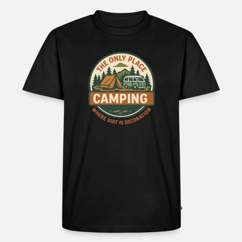 Lustiges Camping Camper Van Abenteuer Design - Männer Premium Bio T-Shirt - Schwarz