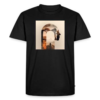 Introspective journey with nature silhouette - Men's Premium Organic T-Shirt - black - Front - Nico (187cm)