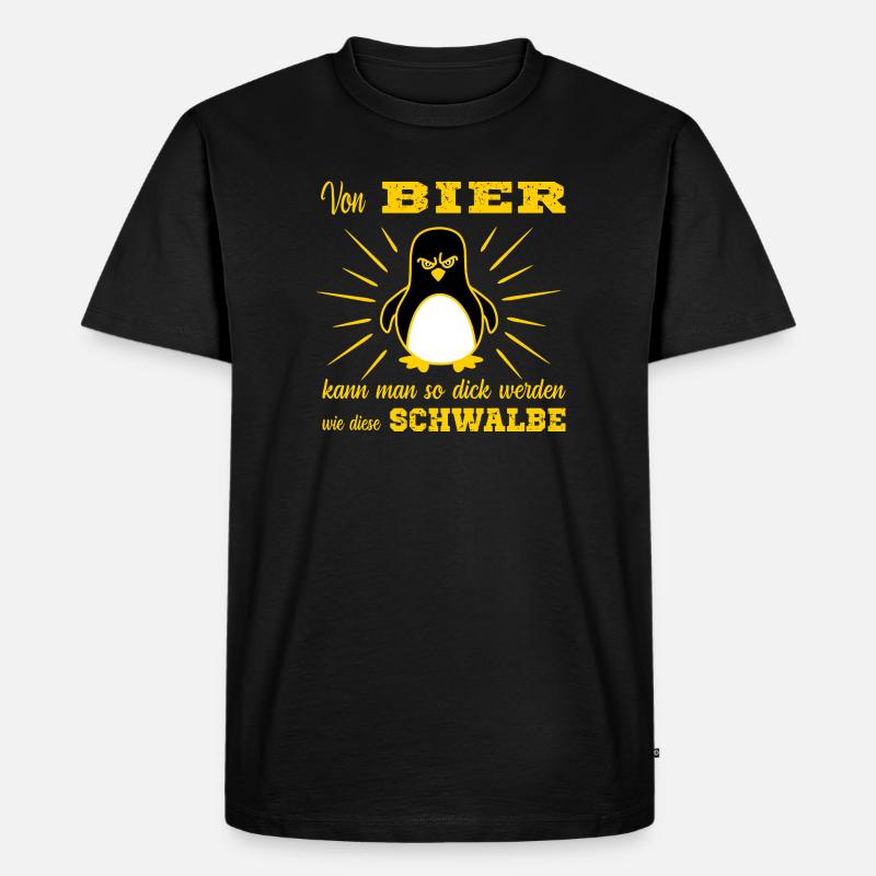 Bier Pinguin - Männer Premium Bio T-Shirt - Schwarz