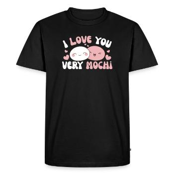 Je t’aime beaucoup mochi kawaii gâteau de riz mochi - T-shirt Premium bio Homme - noir - Devant - Nico (187cm)