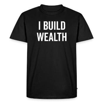 I Build Wealth - Men's Premium Organic T-Shirt - black - Front - Nico (187cm)