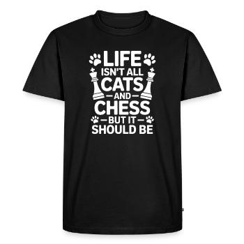 Motif des chats et des échecs - T-shirt Premium bio Homme - noir - Devant - Nico (187cm)