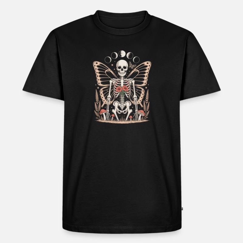 Gothic Skelett Fee mit Mondphasen - Männer Premium Bio T-Shirt - Schwarz
