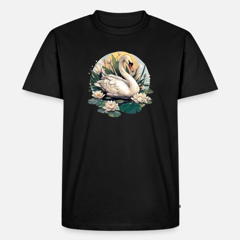 Schwäne Schwan - Männer Premium Bio T-Shirt - Schwarz