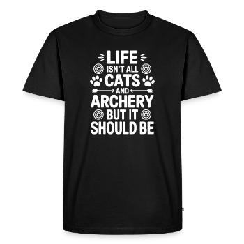 Archery Saying Cats Archery Gift - Men's Premium Organic T-Shirt - black - Front - Nico (187cm)