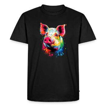 Pig Domestic Pig Sow Pigs Love Piggy - Men's Premium Organic T-Shirt - black - Front - Nico (187cm)