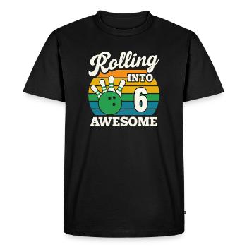Rolling Into 6 Birthday Bowling Design - Men's Premium Organic T-Shirt - black - Front - Nico (187cm)