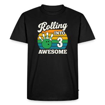 Rolling Into 3 Birthday Design - Men's Premium Organic T-Shirt - black - Front - Nico (187cm)