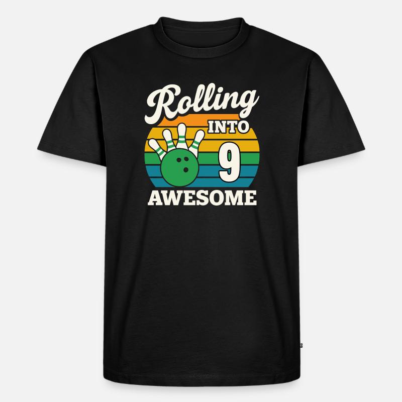 Rolling Into 9 Awesome Bowling Design - Männer Premium Bio T-Shirt - Schwarz