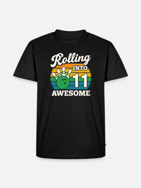 Retro 11 Bowling Celebration Tee - Men's Premium Organic T-Shirt - black